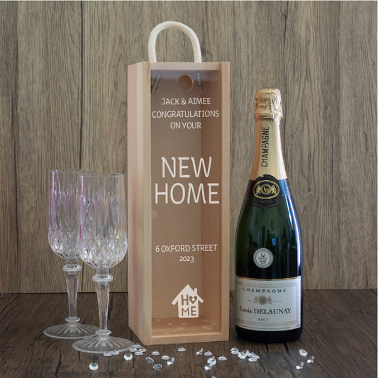 Personalised New Home Design Wooden Bottle Box