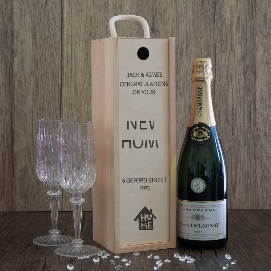 Personalised New Home Design Wooden Bottle Box