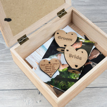 Personalised Solid Oak Photo Keepsake Wedding Box