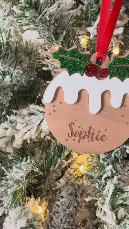 Personalised 3D Christmas Pudding Tree Decoration