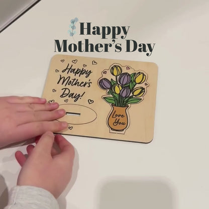 Mother’s Day Wooden Pop Out Tulip Card – Keepsake Gift for Mum