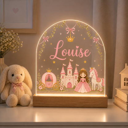 Personalised Princess Night Light | Baby Girl Nursery Decor, New Baby, Christening & 1st Birthday Gift