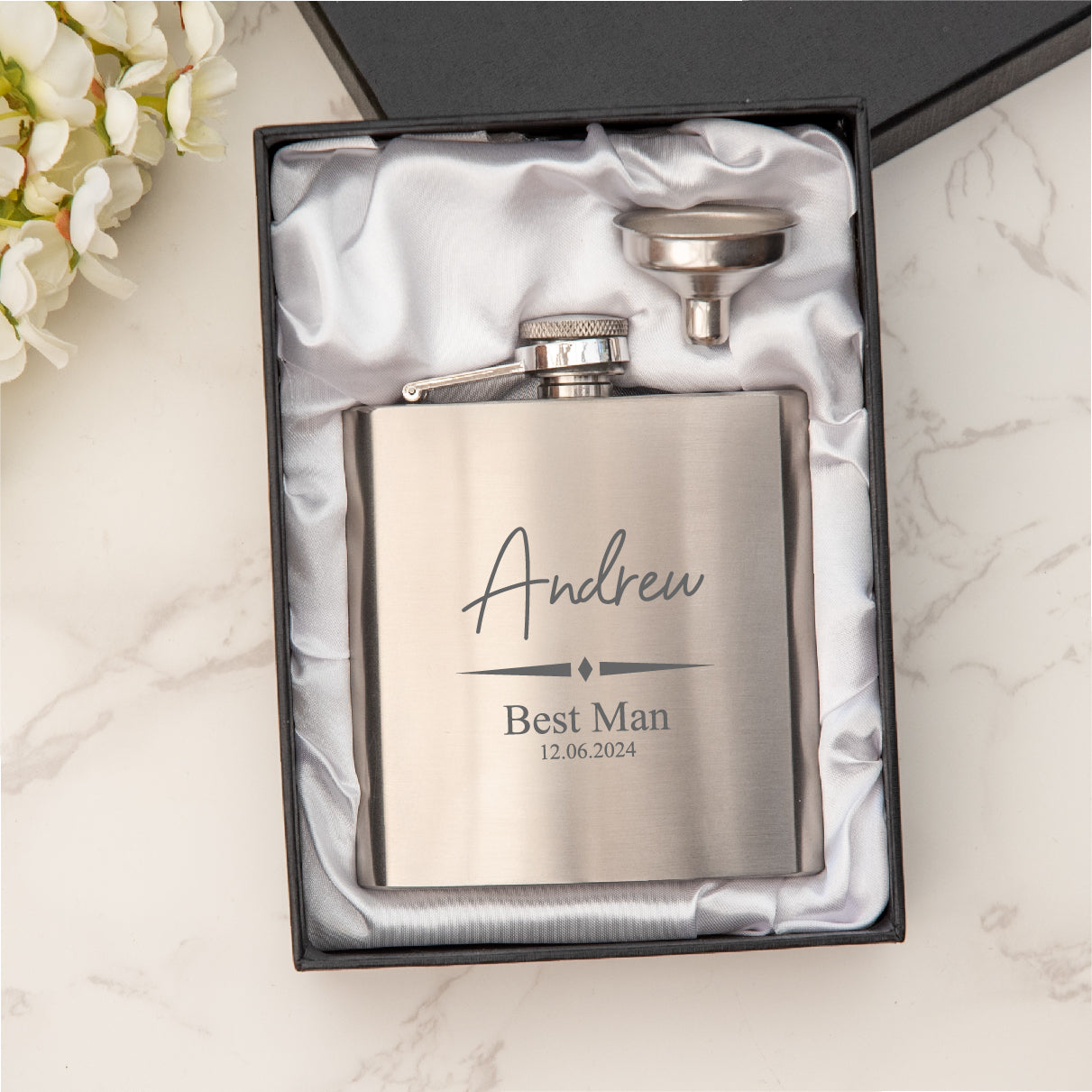 Personalised  Engraved Wedding Hip Flask