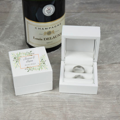 Watercolour Leaves Wedding Ring Keepsake Box