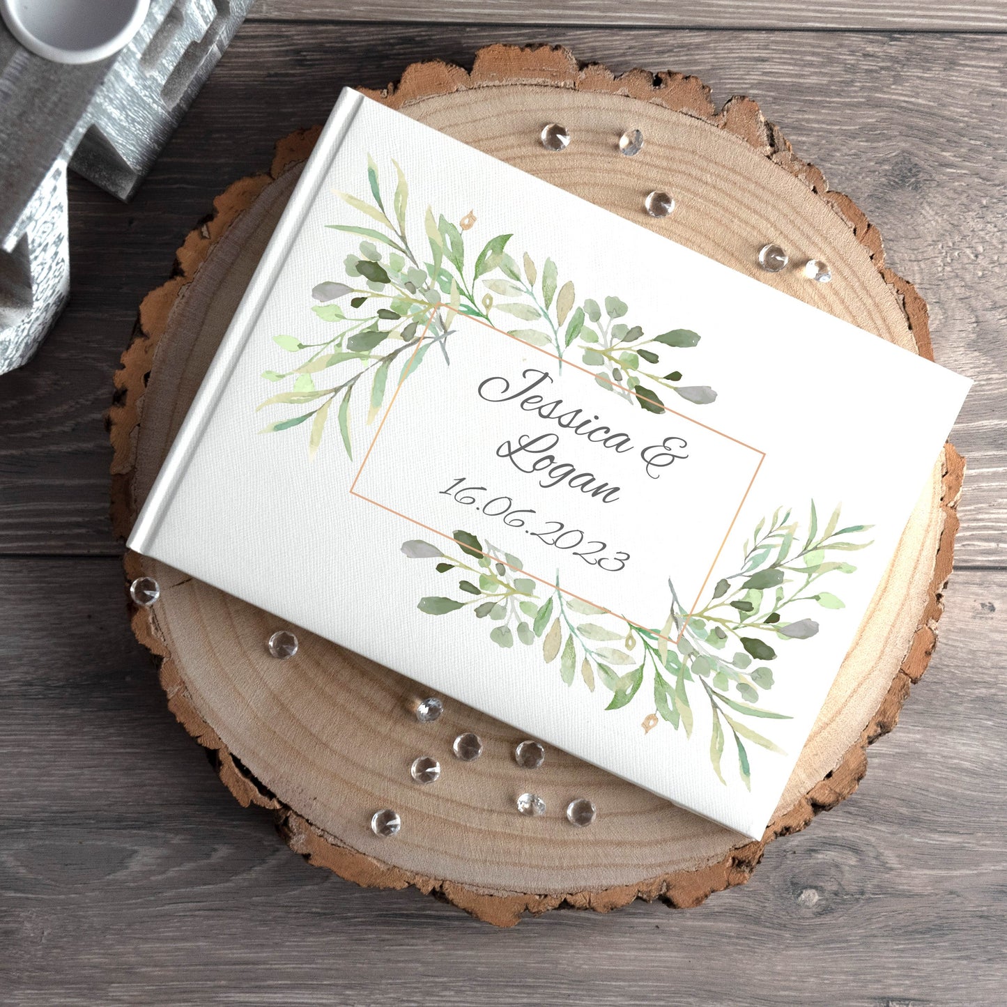 Personalised Watercolour Leaves Wedding Keepsake Gift Box