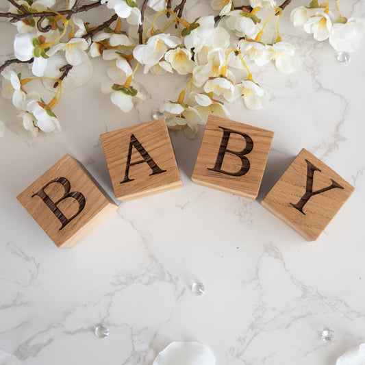 Personalised Solid Oak Letter Cubes